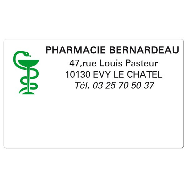 Etiquette Pharmacie 63x38mm personnalisée Par 500