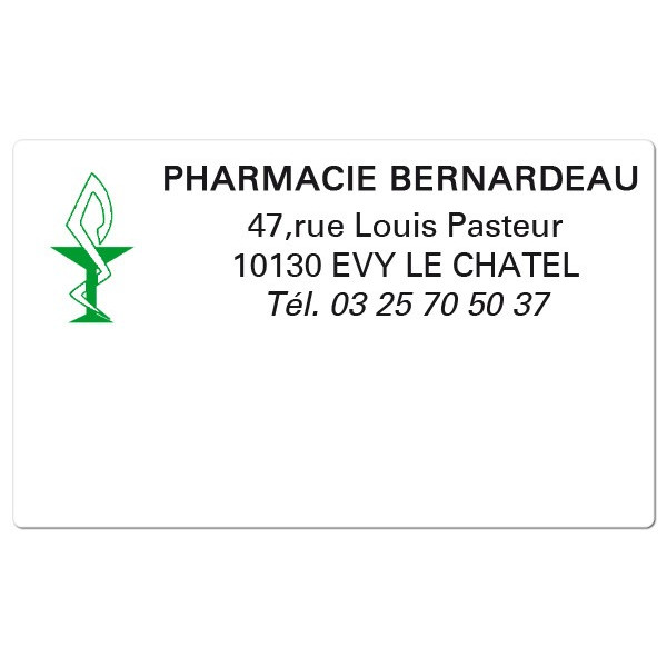 Etiquette Pharmacie 63x38mm personnalisée Par 500