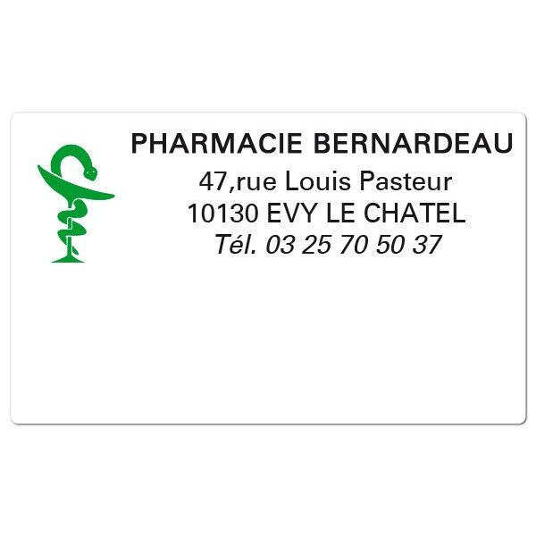 Etiquette Pharmacie 63x38mm personnalisée Par 500