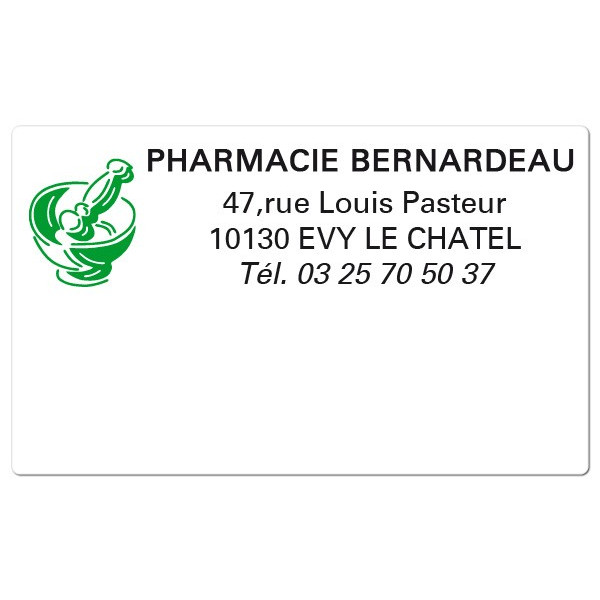 Etiquette Pharmacie 63x38mm personnalisée Par 500