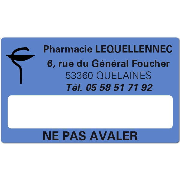 Etiquette Pharmacie 63x38mm personnalisée Par 500
