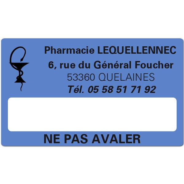 Etiquette Pharmacie 63x38mm personnalisée Par 500