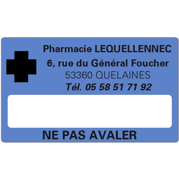 Etiquette Pharmacie 63x38mm personnalisée Par 500