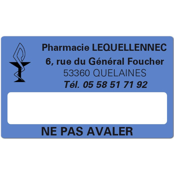 Etiquette Pharmacie 63x38mm personnalisée Par 500