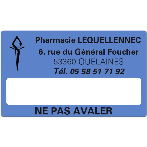 Etiquette Pharmacie 63x38mm personnalisée Par 500