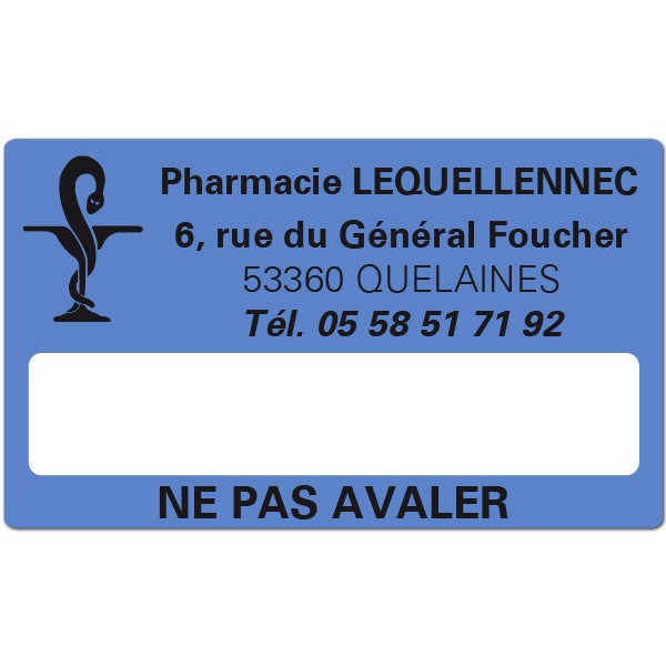Etiquette Pharmacie 63x38mm personnalisée Par 500