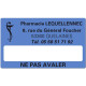 Etiquette Pharmacie 63x38mm personnalisée Par 500