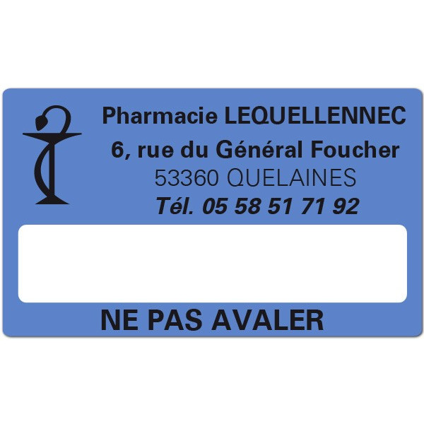 Etiquette Pharmacie 63x38mm personnalisée Par 500