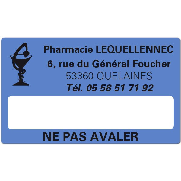 Etiquette Pharmacie 63x38mm personnalisée Par 500