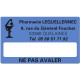 Etiquette Pharmacie 63x38mm personnalisée Par 500