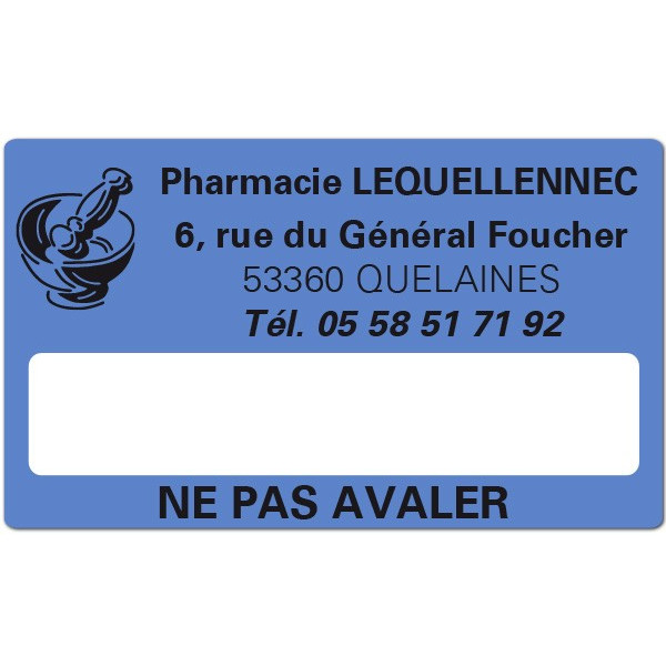 Etiquette Pharmacie 63x38mm personnalisée Par 500