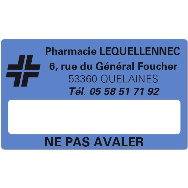 Etiquette Pharmacie 63x38mm personnalisée Par 500