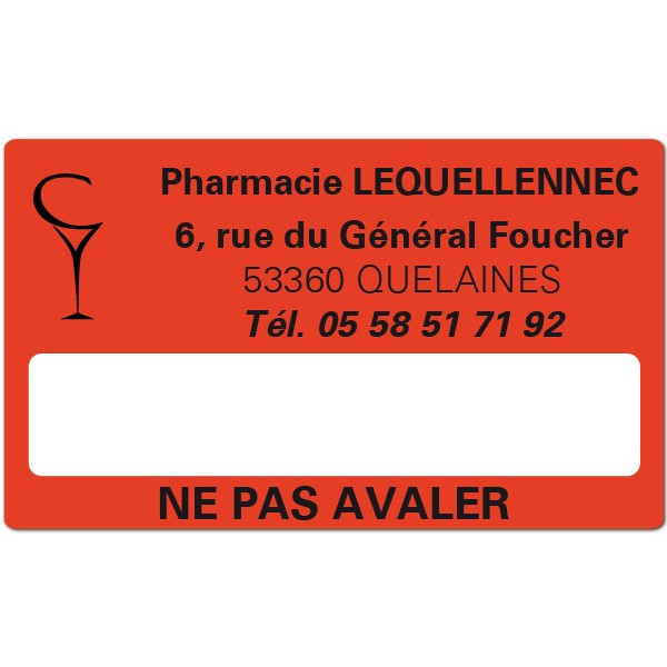 Etiquette Pharmacie 63x38mm personnalisée Par 500