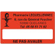 Etiquette Pharmacie 63x38mm personnalisée Par 500