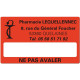 Etiquette Pharmacie 63x38mm personnalisée Par 500