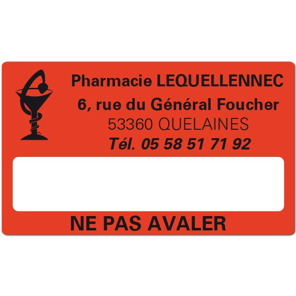 Etiquette Pharmacie 63x38mm personnalisée Par 500