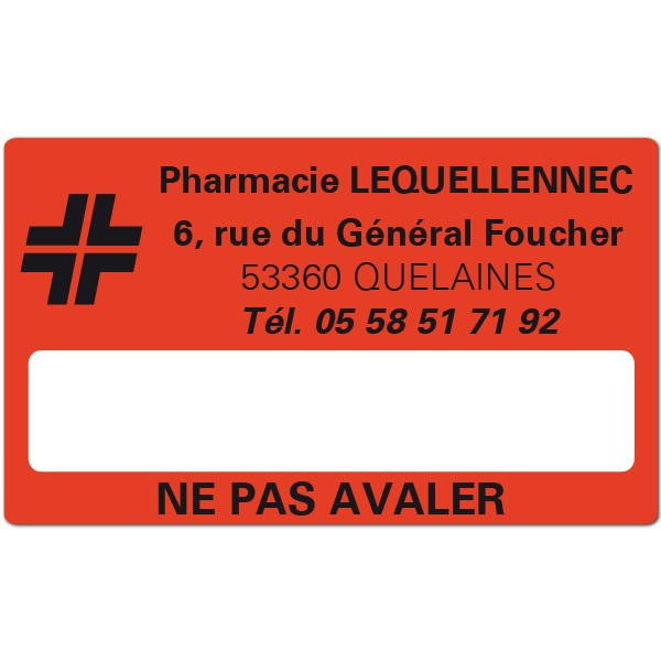 Etiquette Pharmacie 63x38mm personnalisée Par 500