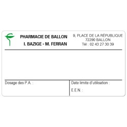 Etiquette Pharmacie 70x37mm personnalisée Par 500