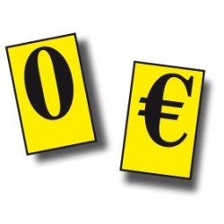 Caractères prix 20mm Euros et zero (lot de 110) texte noir
