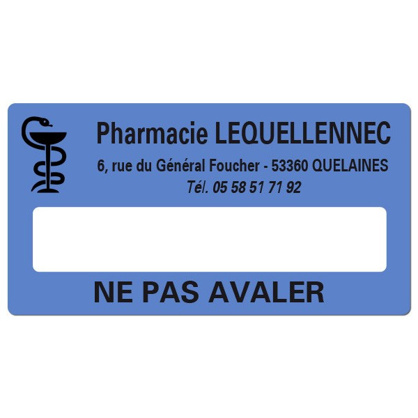 Etiquette Pharmacie 48,5x25,4mm personnalisée Par 500