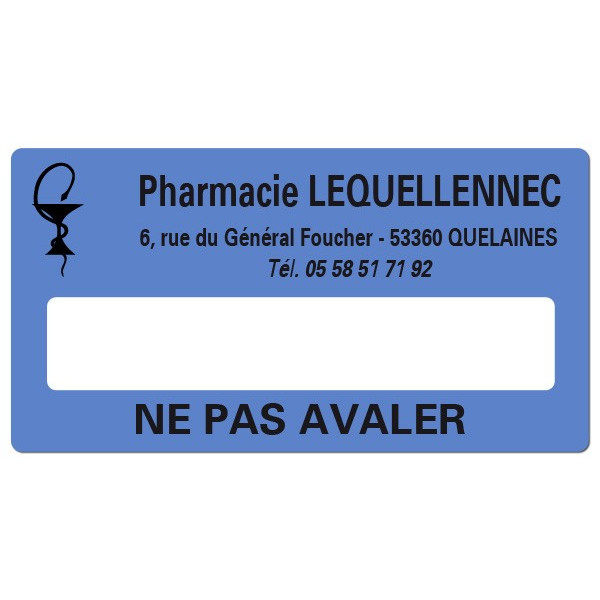 Etiquette Pharmacie 48,5x25,4mm personnalisée Par 500