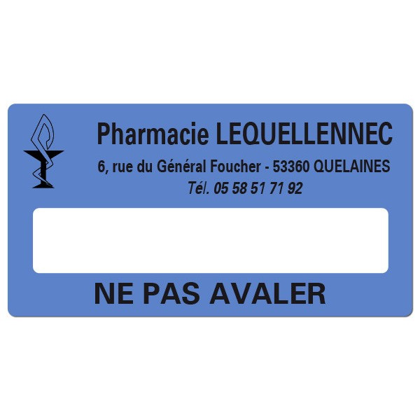 Etiquette Pharmacie 48,5x25,4mm personnalisée Par 500