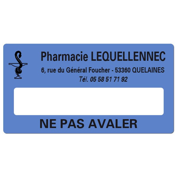 Etiquette Pharmacie 48,5x25,4mm personnalisée Par 500