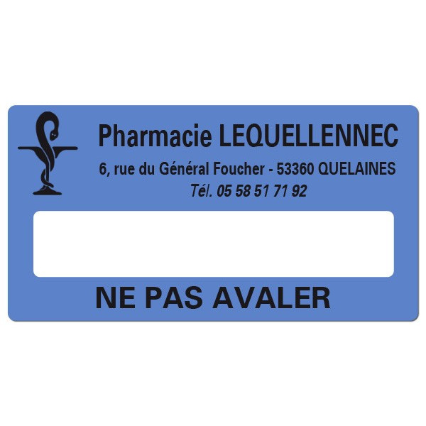 Etiquette Pharmacie 48,5x25,4mm personnalisée Par 500