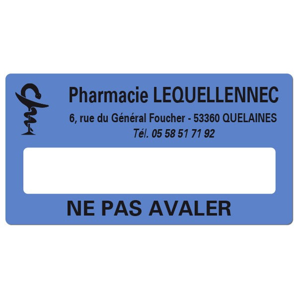 Etiquette Pharmacie 48,5x25,4mm personnalisée Par 500