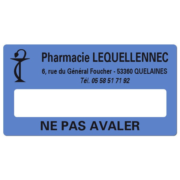 Etiquette Pharmacie 48,5x25,4mm personnalisée Par 500