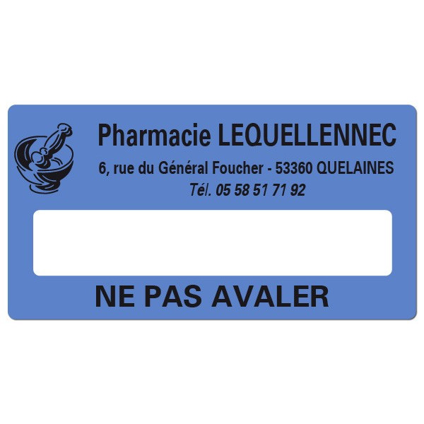 Etiquette Pharmacie 48,5x25,4mm personnalisée Par 500