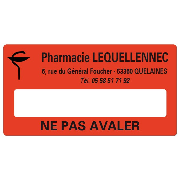 Etiquette Pharmacie 48,5x25,4mm personnalisée Par 500