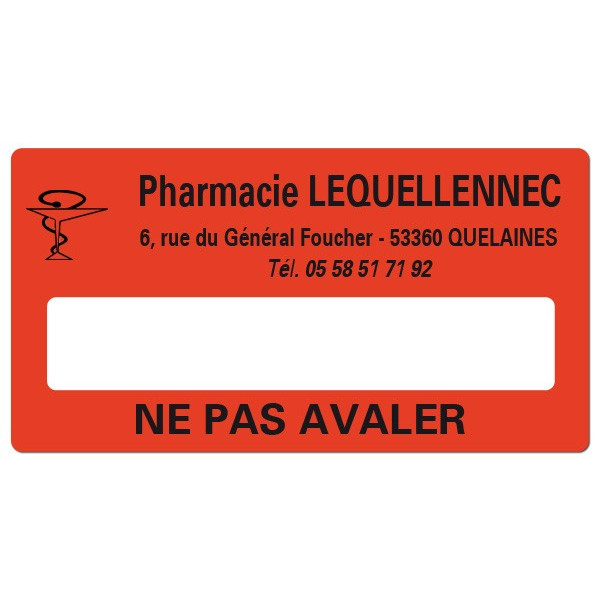 Etiquette Pharmacie 48,5x25,4mm personnalisée Par 500