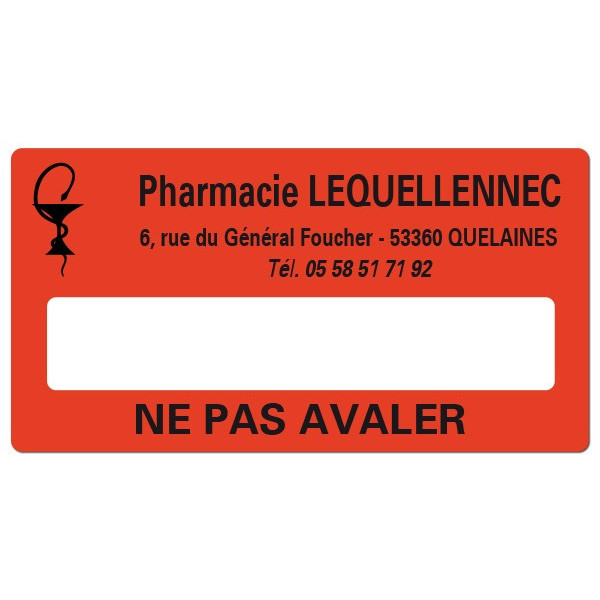 Etiquette Pharmacie 48,5x25,4mm personnalisée Par 500