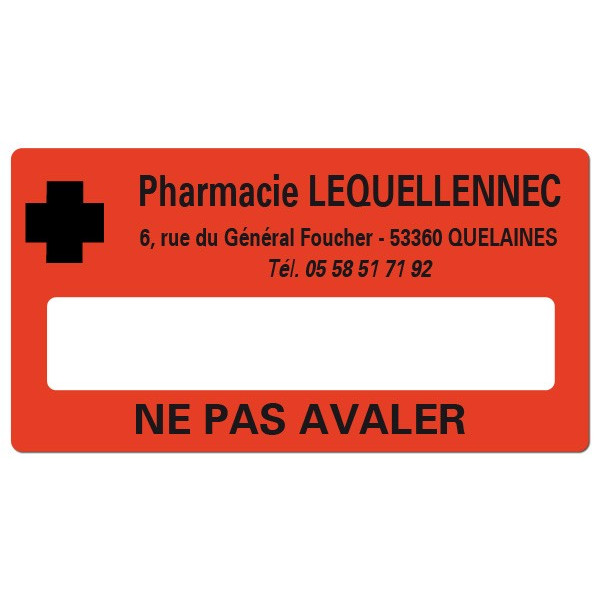 Etiquette Pharmacie 48,5x25,4mm personnalisée Par 500