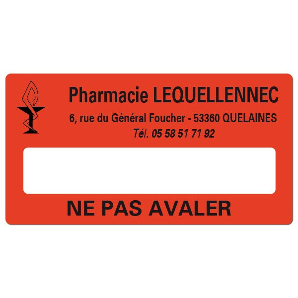 Etiquette Pharmacie 48,5x25,4mm personnalisée Par 500