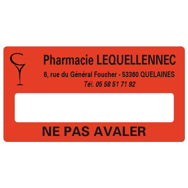 Etiquette Pharmacie 48,5x25,4mm personnalisée Par 500