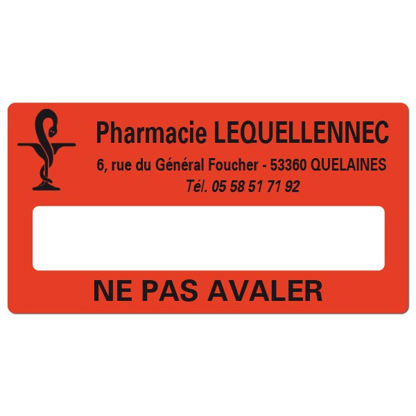 Etiquette Pharmacie 48,5x25,4mm personnalisée Par 500