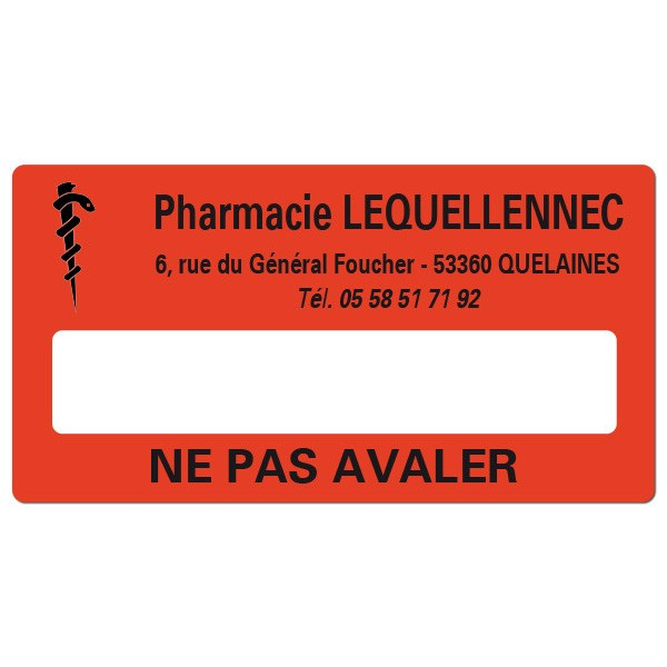 Etiquette Pharmacie 48,5x25,4mm personnalisée Par 500