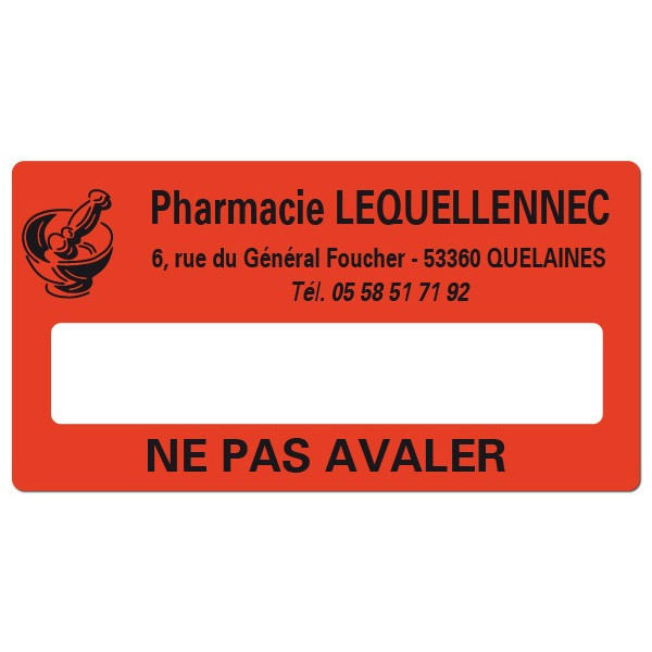 Etiquette Pharmacie 48,5x25,4mm personnalisée Par 500