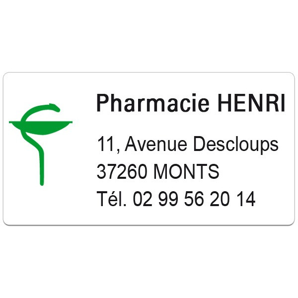 Etiquette Pharmacie 48,5x25,4mm personnalisée Par 500