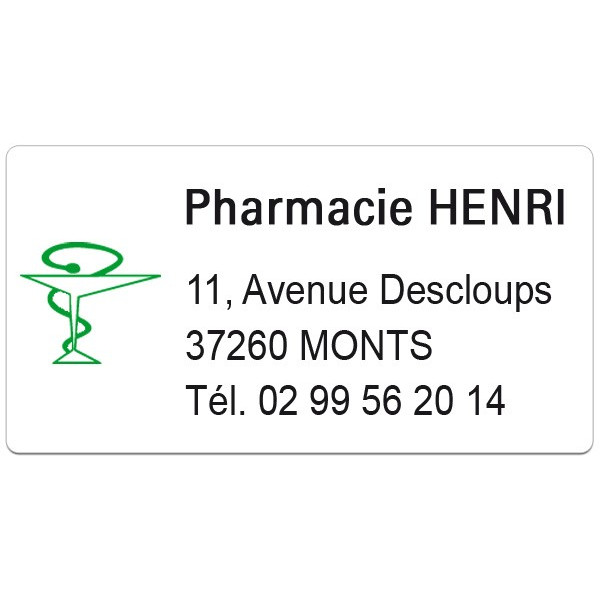 Etiquette Pharmacie 48,5x25,4mm personnalisée Par 500