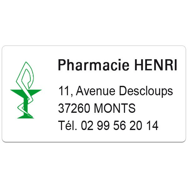 Etiquette Pharmacie 48,5x25,4mm personnalisée Par 500