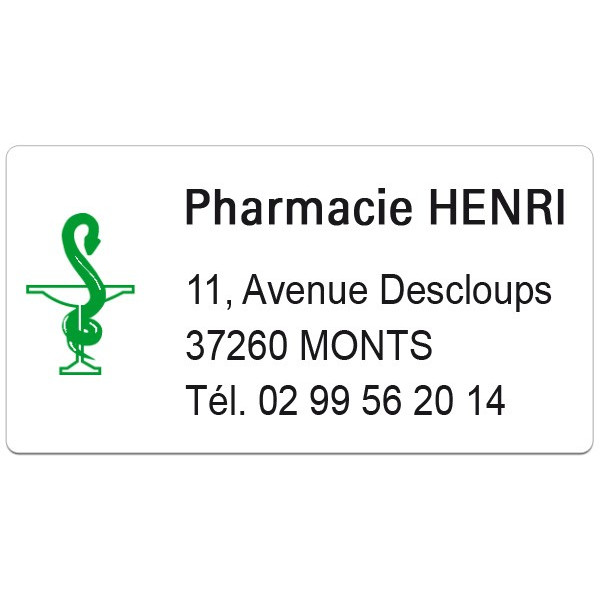 Etiquette Pharmacie 48,5x25,4mm personnalisée Par 500