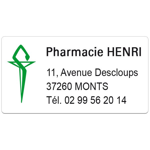 Etiquette Pharmacie 48,5x25,4mm personnalisée Par 500