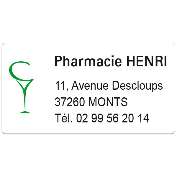 Etiquette Pharmacie 48,5x25,4mm personnalisée Par 500