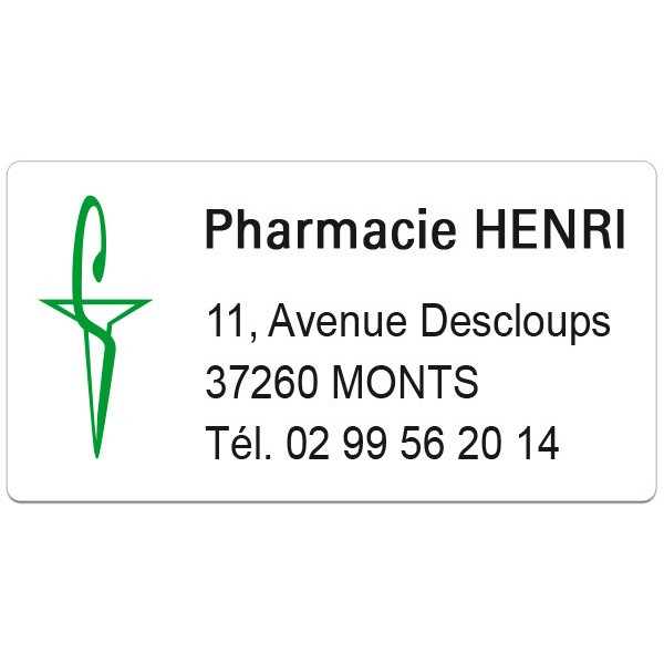 Etiquette Pharmacie 48,5x25,4mm personnalisée Par 500
