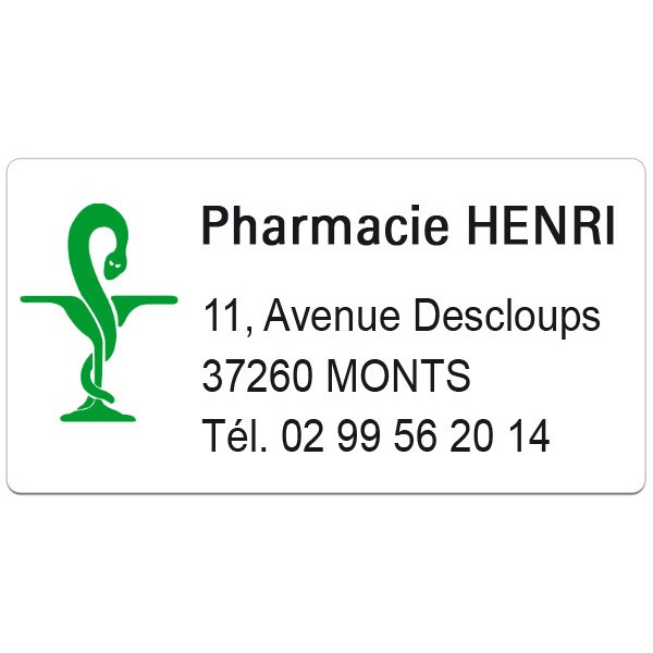 Etiquette Pharmacie 48,5x25,4mm personnalisée Par 500