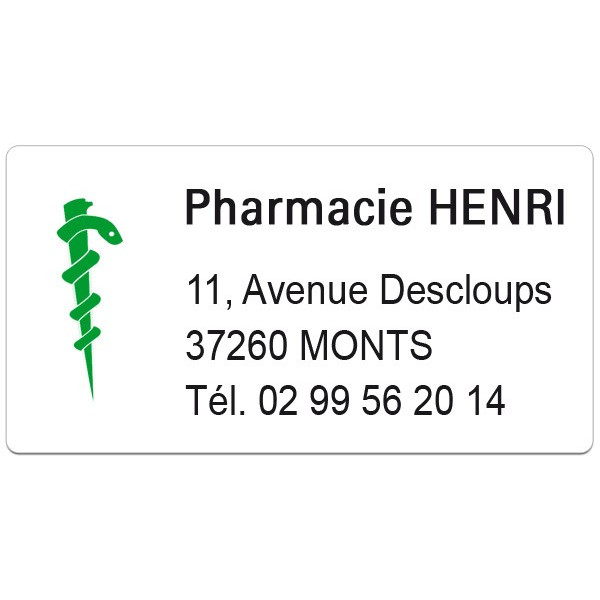 Etiquette Pharmacie 48,5x25,4mm personnalisée Par 500
