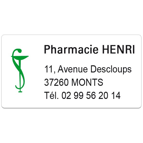 Etiquette Pharmacie 48,5x25,4mm personnalisée Par 500